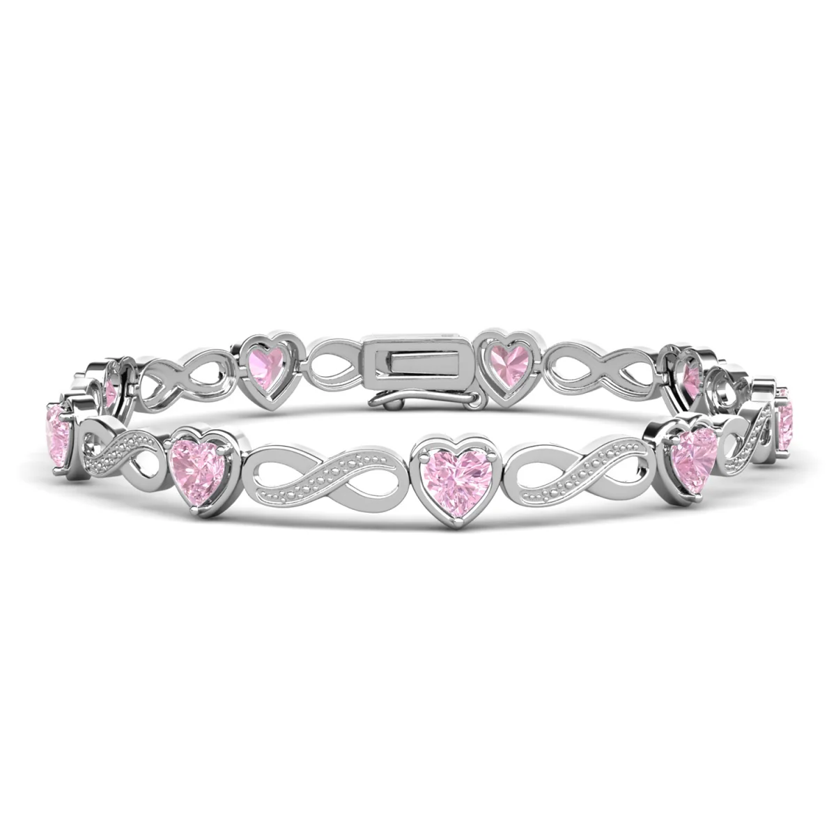 Amanda 18k White Gold Plated Infinity Heart Tennis Bracelet with Simulated Diamond Crystals - Image 10