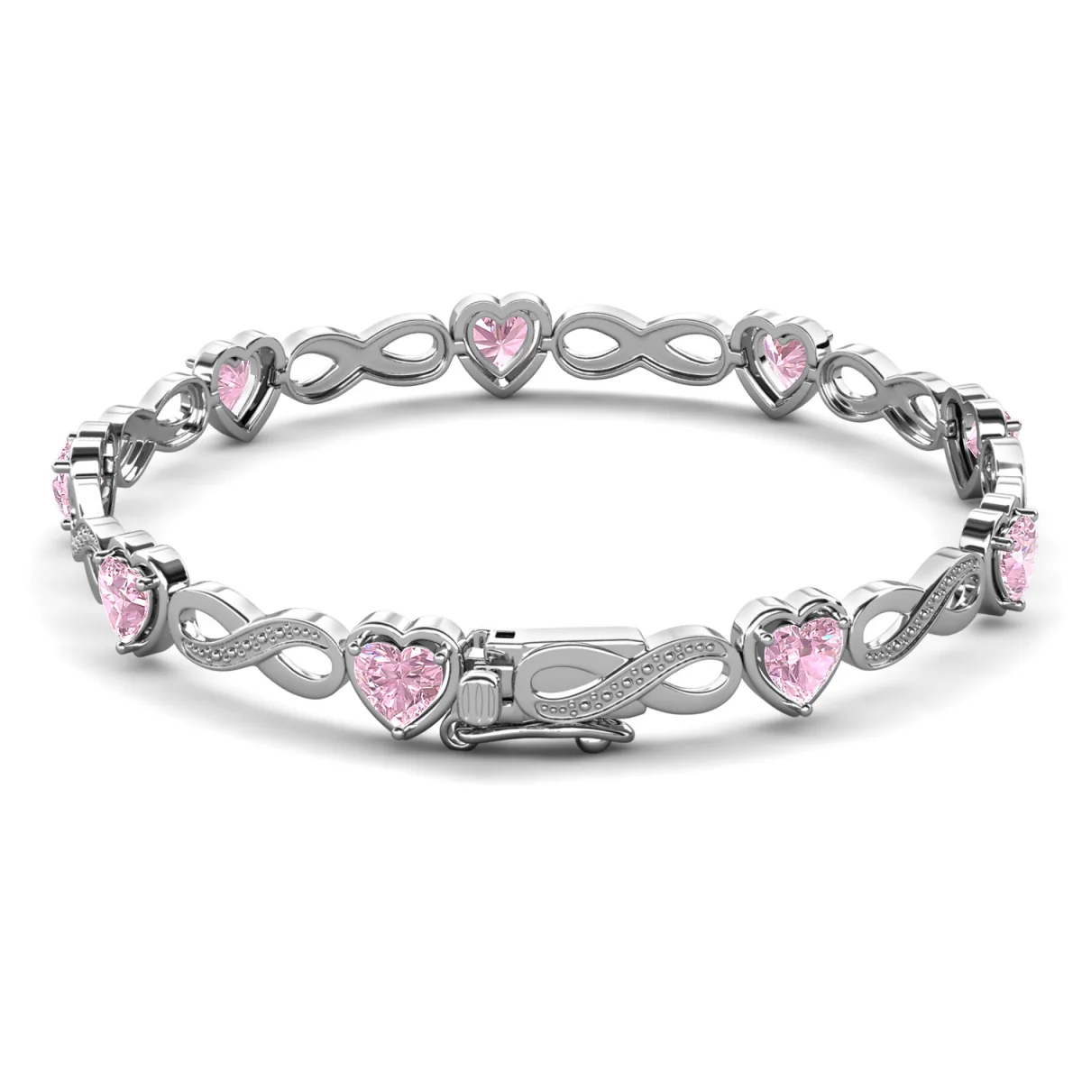 Amanda 18k White Gold Plated Infinity Heart Tennis Bracelet with Simulated Diamond Crystals - Image 12
