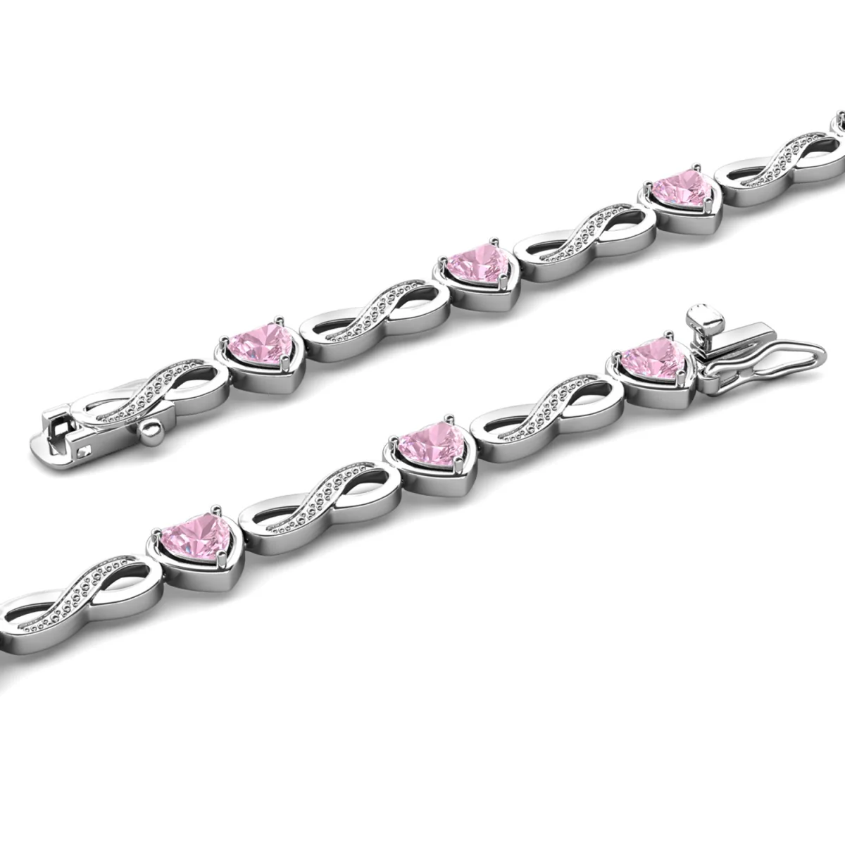 Amanda 18k White Gold Plated Infinity Heart Tennis Bracelet with Simulated Diamond Crystals - Image 13