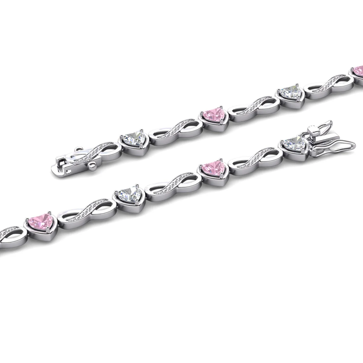 Amanda 18k White Gold Plated Infinity Heart Tennis Bracelet with Simulated Diamond Crystals - Image 17