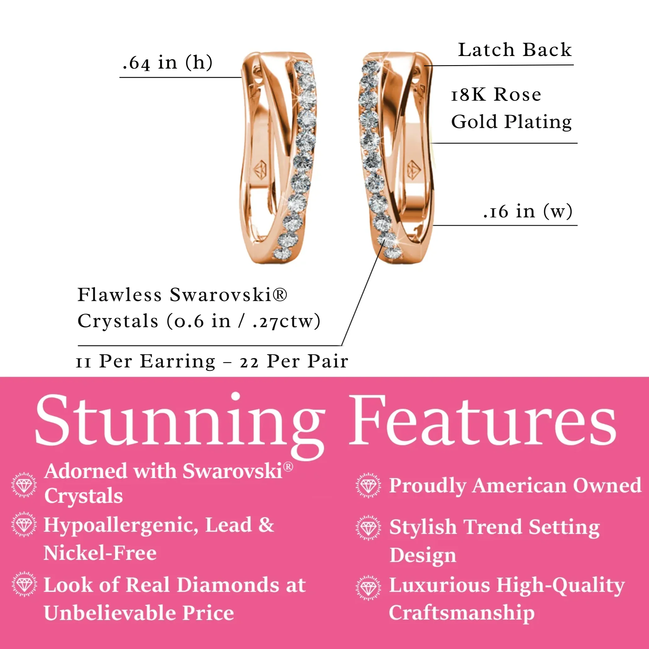 Amaya 18k White Gold Plated 16mm Twisted Hoop Earrings with Swarovski Crystals - Image 15