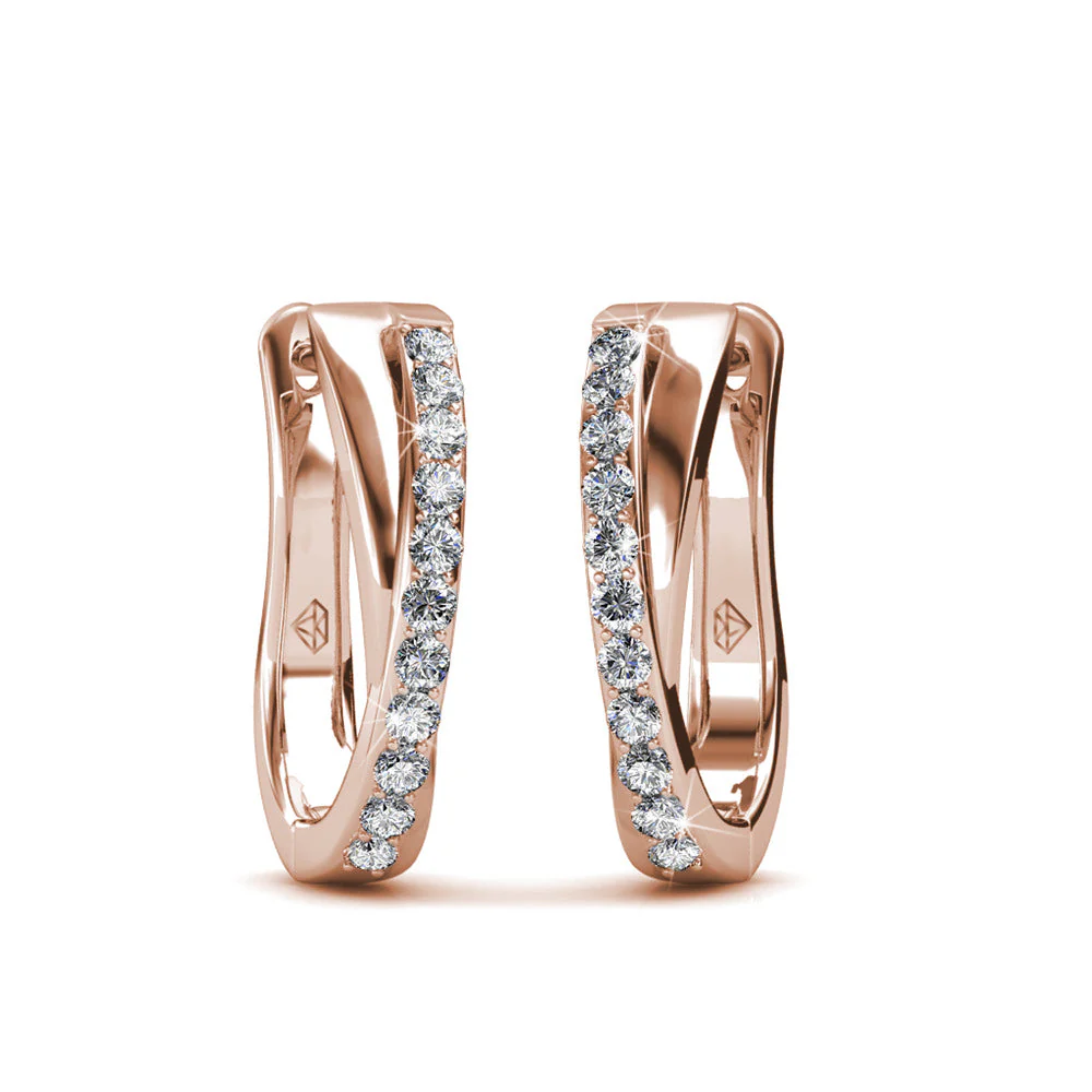 Amaya 18k White Gold Plated 16mm Twisted Hoop Earrings with Swarovski Crystals - Image 16