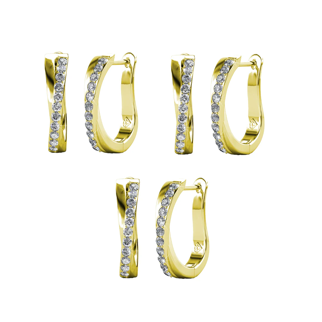 Amaya 18k White Gold Plated 16mm Twisted Hoop Earrings with Swarovski Crystals - Image 19