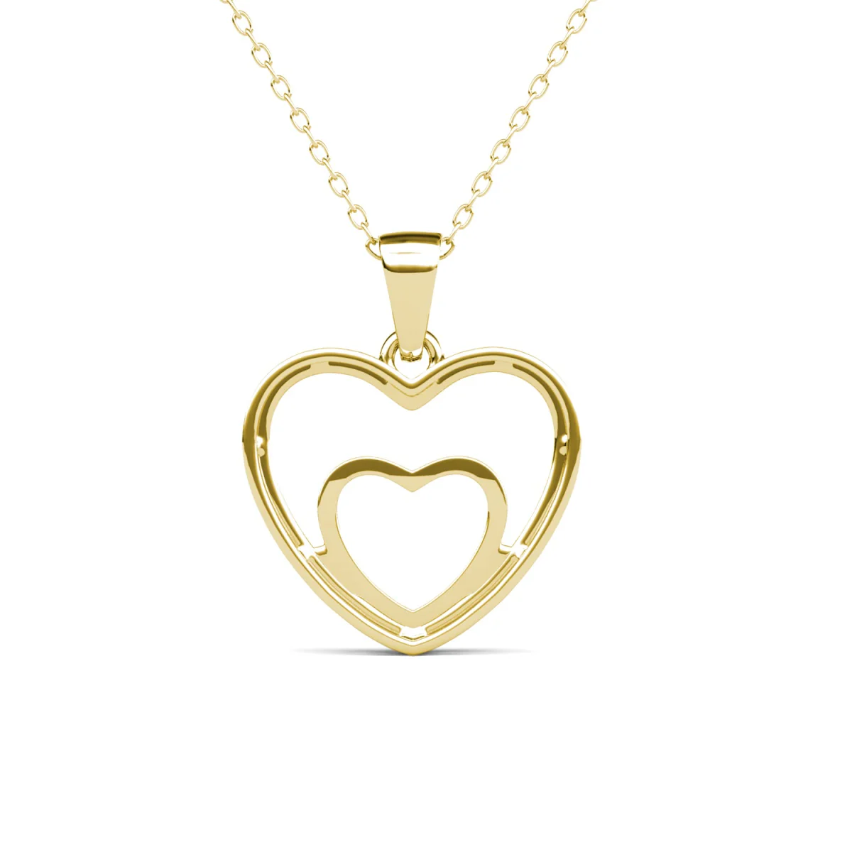 Amorette 18k White Gold Plated Double Heart Pendant Necklace with Pave Simulated Diamond Crystals - Image 13