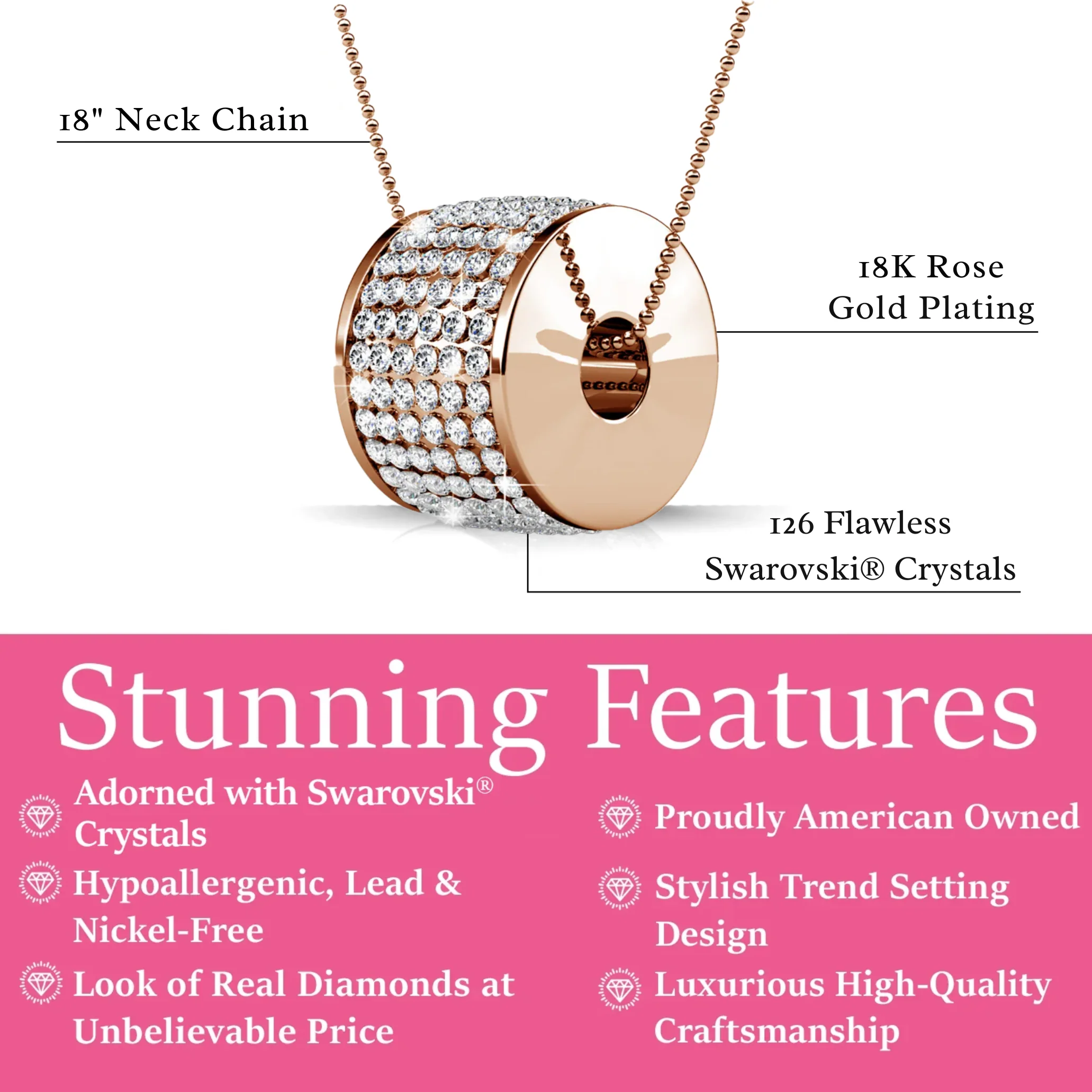 Anabelle 18k White Gold Plated Pendant Necklace with Swarovski Crystals - Image 12