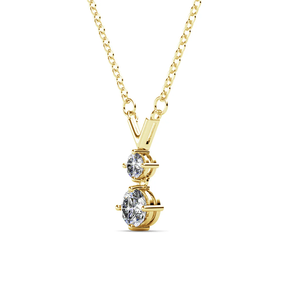 Andy 18k White Gold Plated 2-Stone Pendant Necklace with Swarovski Crystals - Image 11