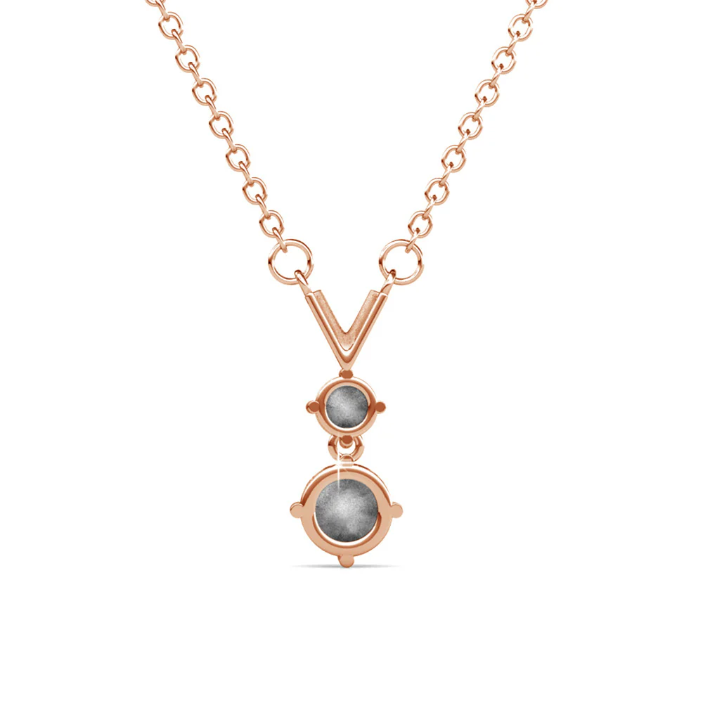 Andy 18k White Gold Plated 2-Stone Pendant Necklace with Swarovski Crystals - Image 16