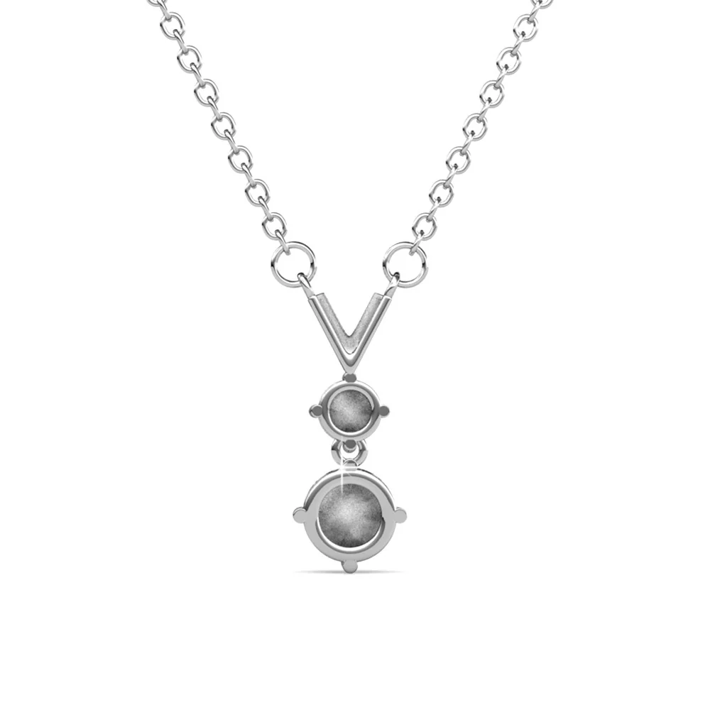 Andy 18k White Gold Plated 2-Stone Pendant Necklace with Swarovski Crystals - Image 8