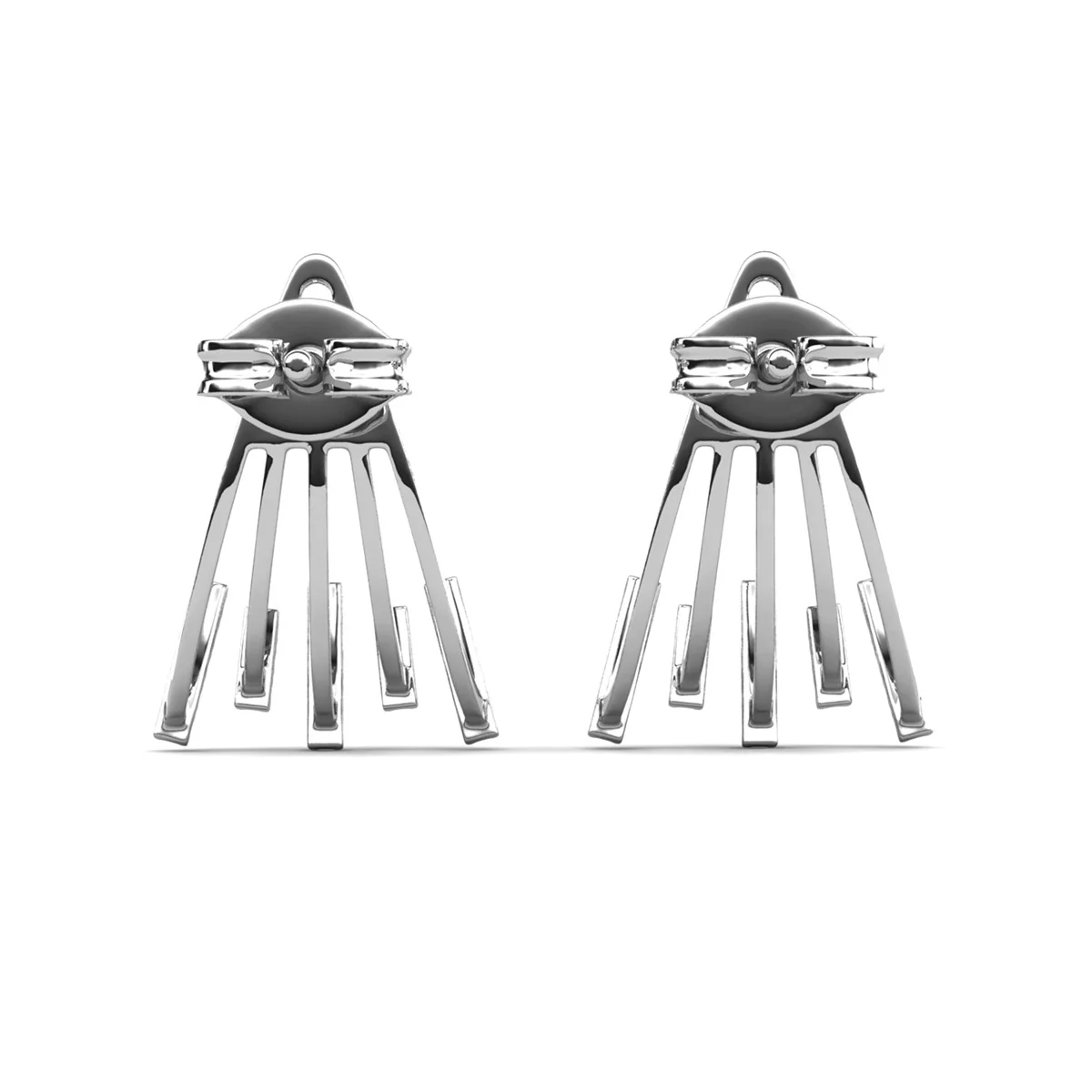 Angelina 18k White Gold Plated Stud Earrings Drop Claw Design with Simulated Diamond Crystals - Image 7