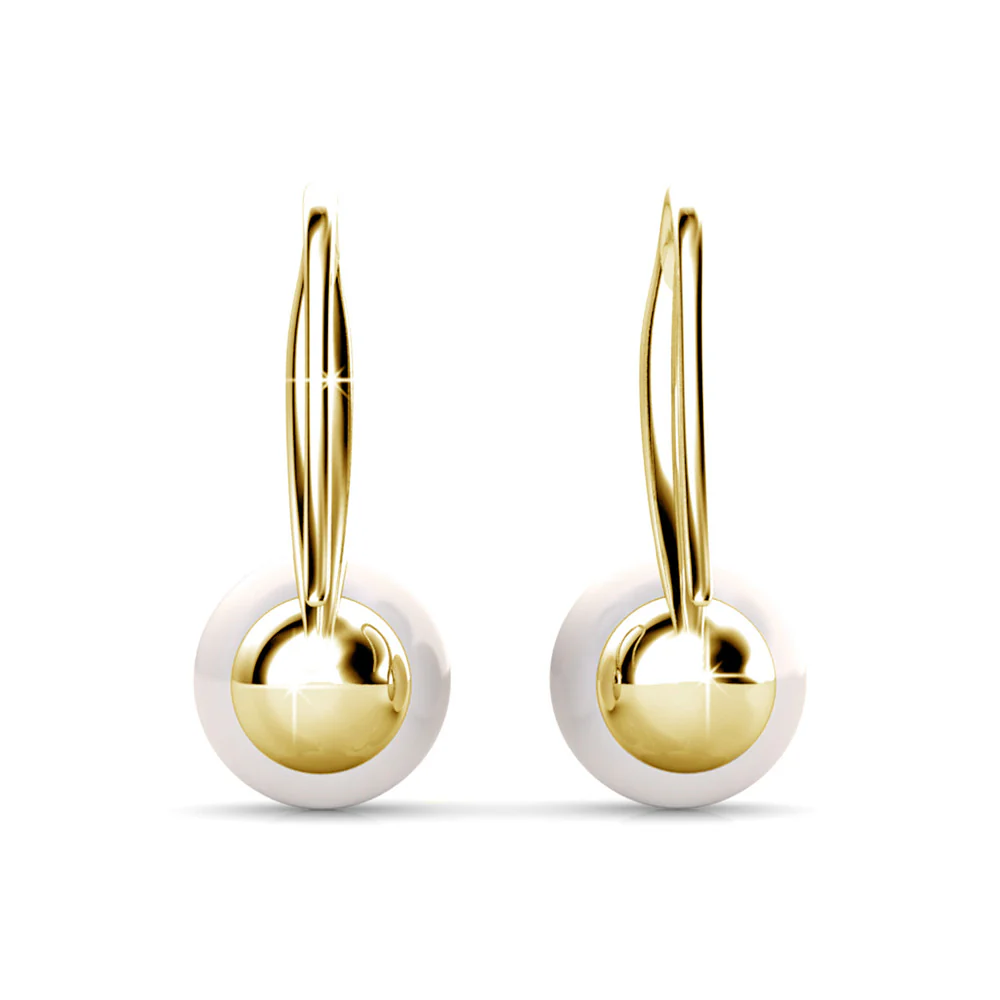 Ann 18k White Gold Freshwater Pearl Drop Earrings with Swarovski Crystals - Image 11