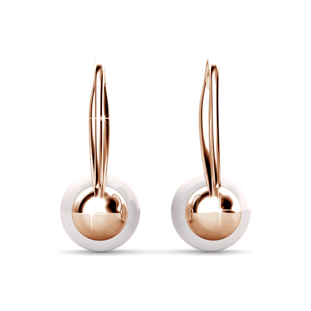 Ann 18k White Gold Freshwater Pearl Drop Earrings with Swarovski Crystals - Image 14