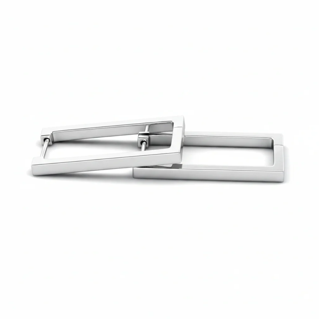 Annalise 18k White Gold Plated 24mm Silver Square  Hoop Earrings - Image 10