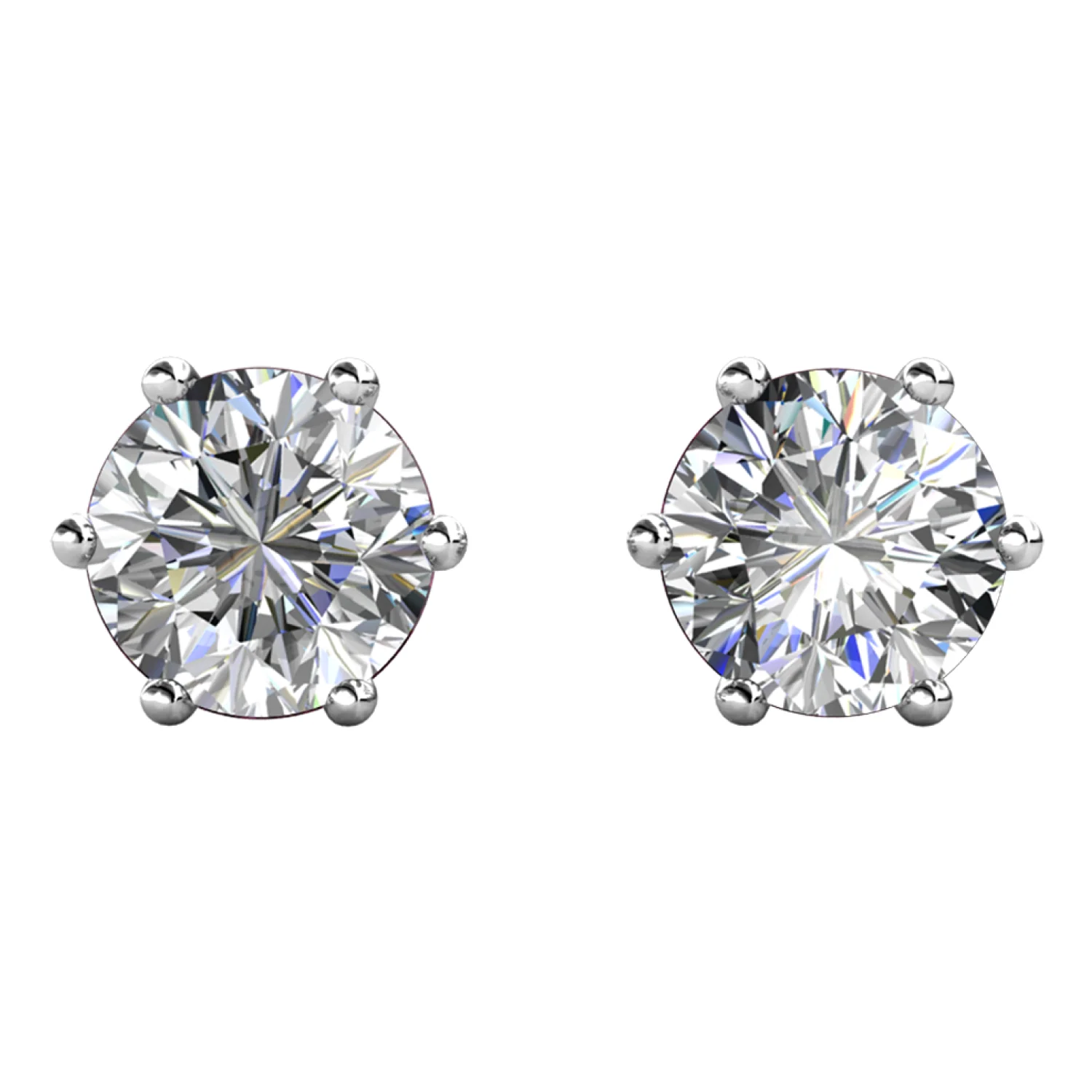 April Birthstone Earrings 18k White Gold Plated Stud Earrings with 1CT Swarovski Crystals - Image 4