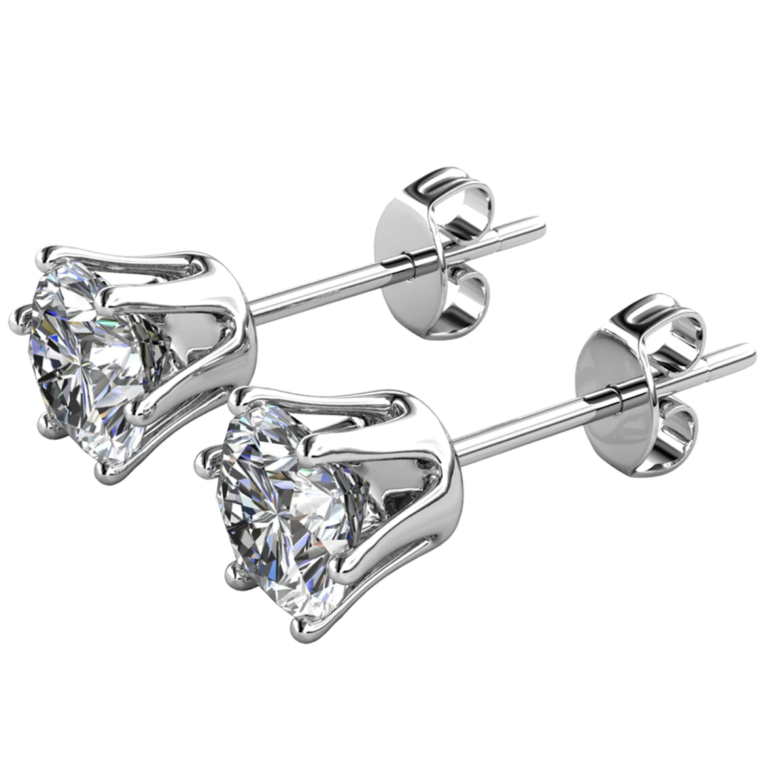 April Birthstone Earrings 18k White Gold Plated Stud Earrings with 1CT Swarovski Crystals - Image 5