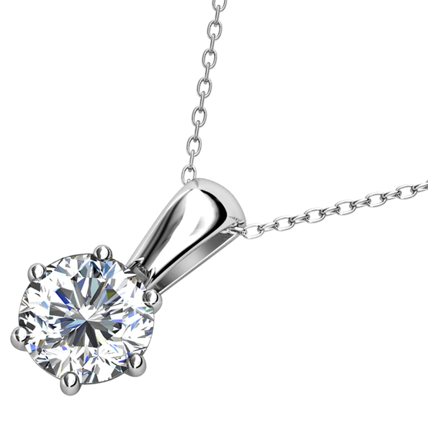April Birthstone Diamond Necklace 18k White Gold Plated Solitaire Necklace with 1CT Swarovski Crystal - Image 5