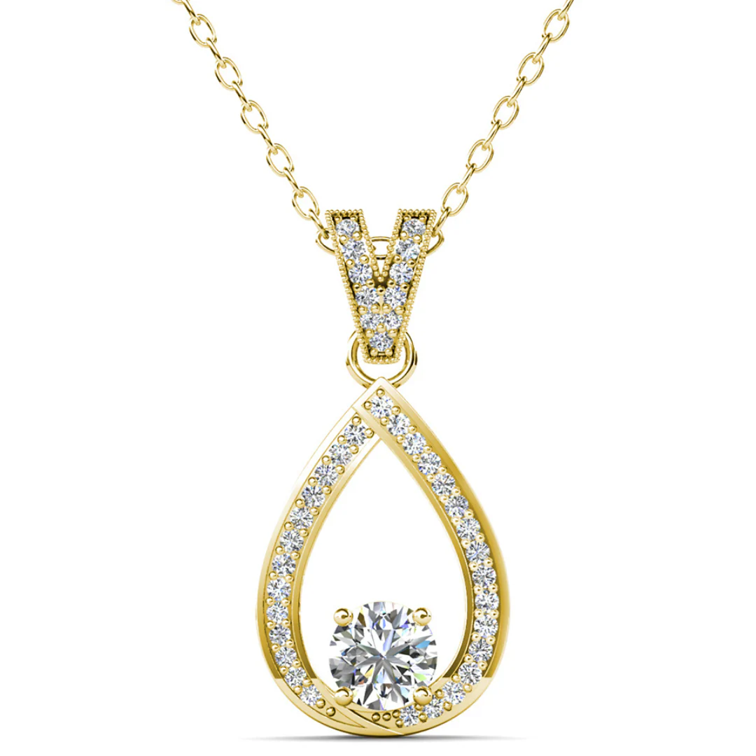 Arabella 18k White Gold Plated Teardrop Necklace with Simulated Diamond Crystals - Image 10