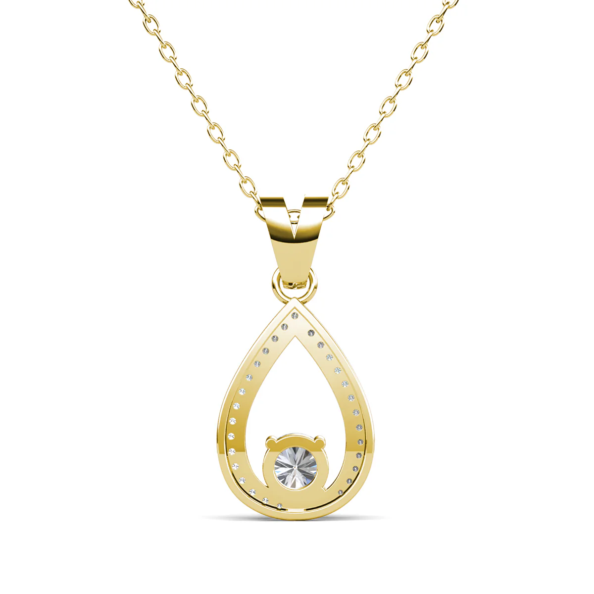 Arabella 18k White Gold Plated Teardrop Necklace with Simulated Diamond Crystals - Image 13