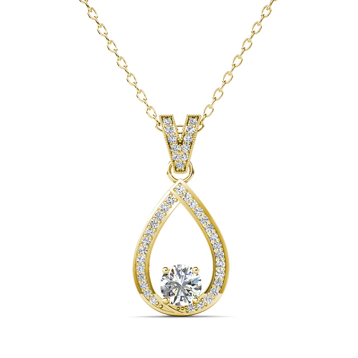 Arabella 18k White Gold Plated Teardrop Necklace with Simulated Diamond Crystals - Image 17