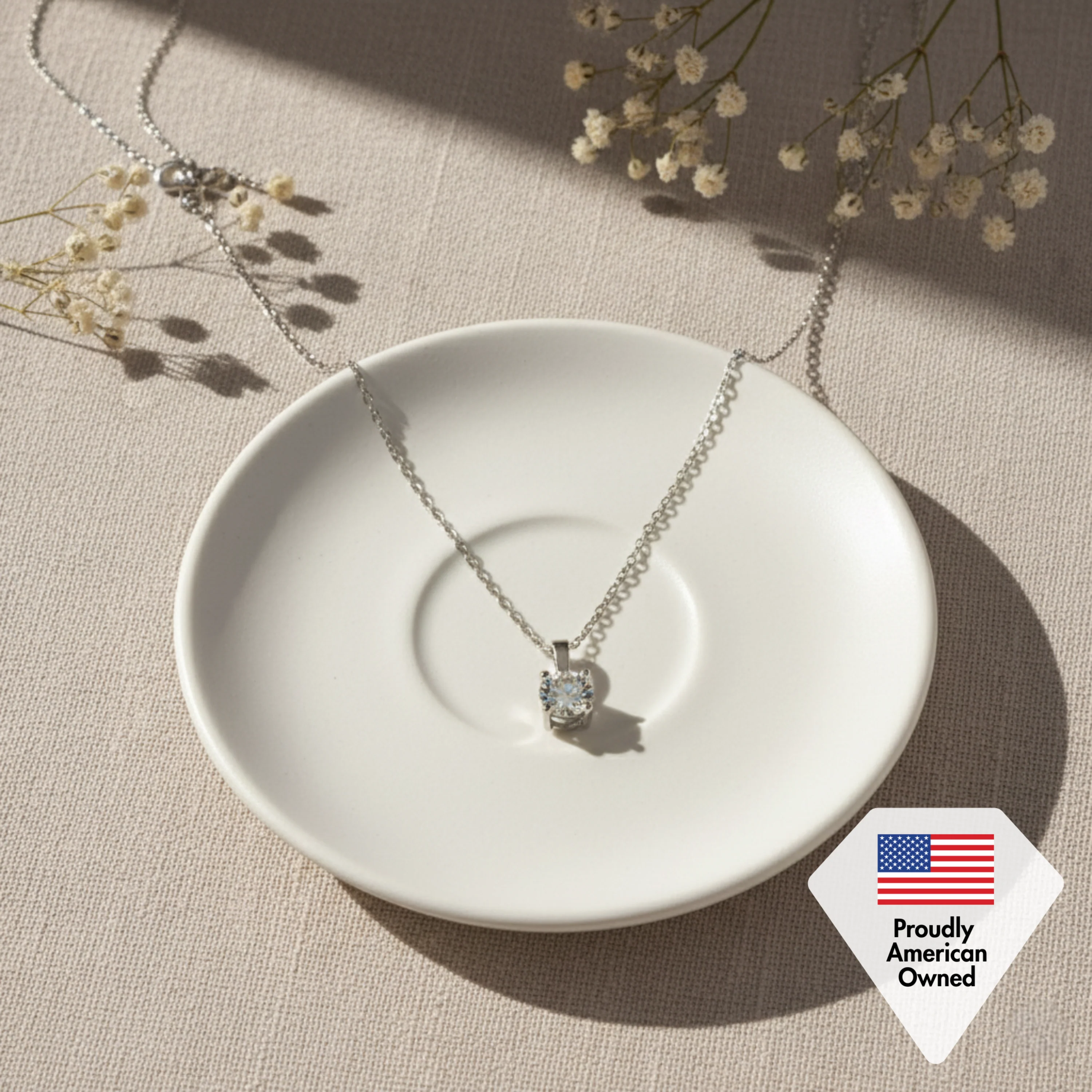 Araylia 18k White Gold Plated Necklace with Solitaire Round Cut Swarovski Crystal - Image 6