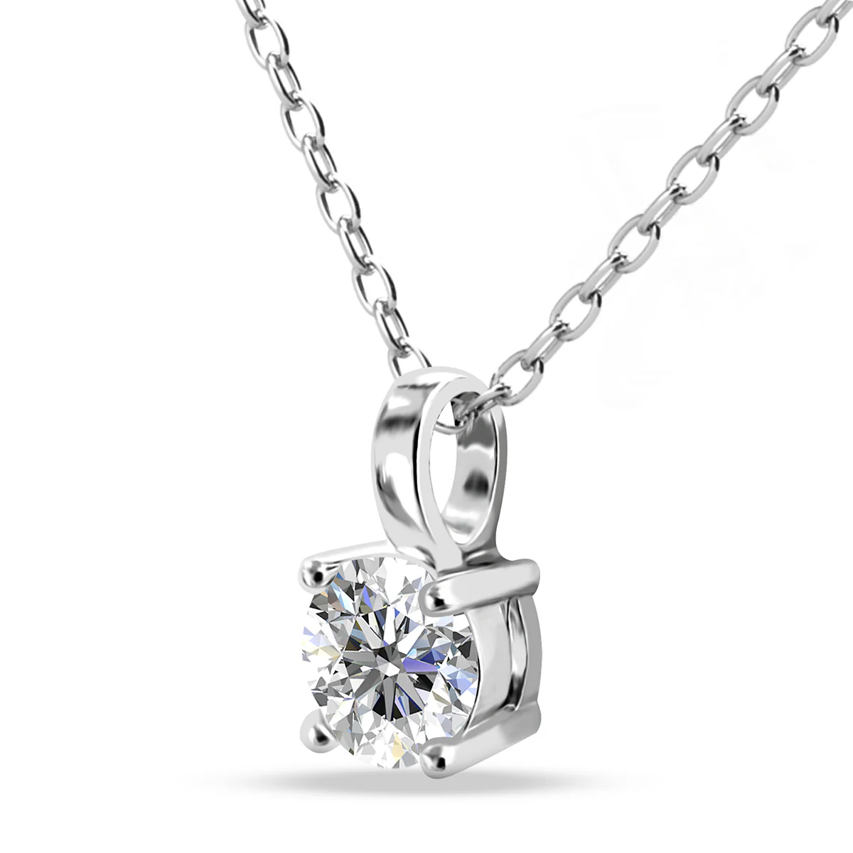 Araylia 18k White Gold Plated Necklace with Solitaire Round Cut Swarovski Crystal - Image 7