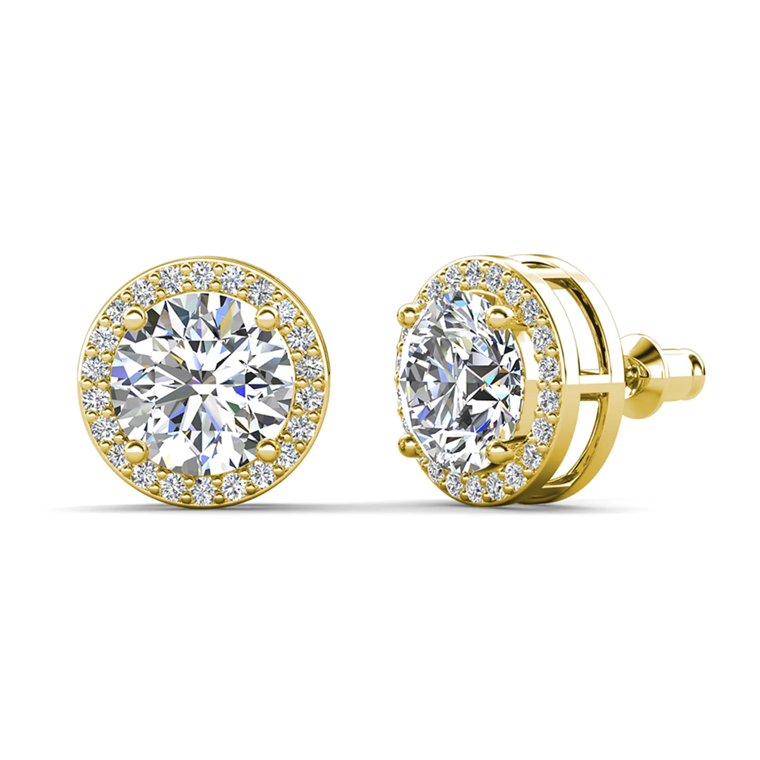 Ariel 18k White Gold Plated Halo Stud Earrings with Simulated Diamond Crystals - Image 11