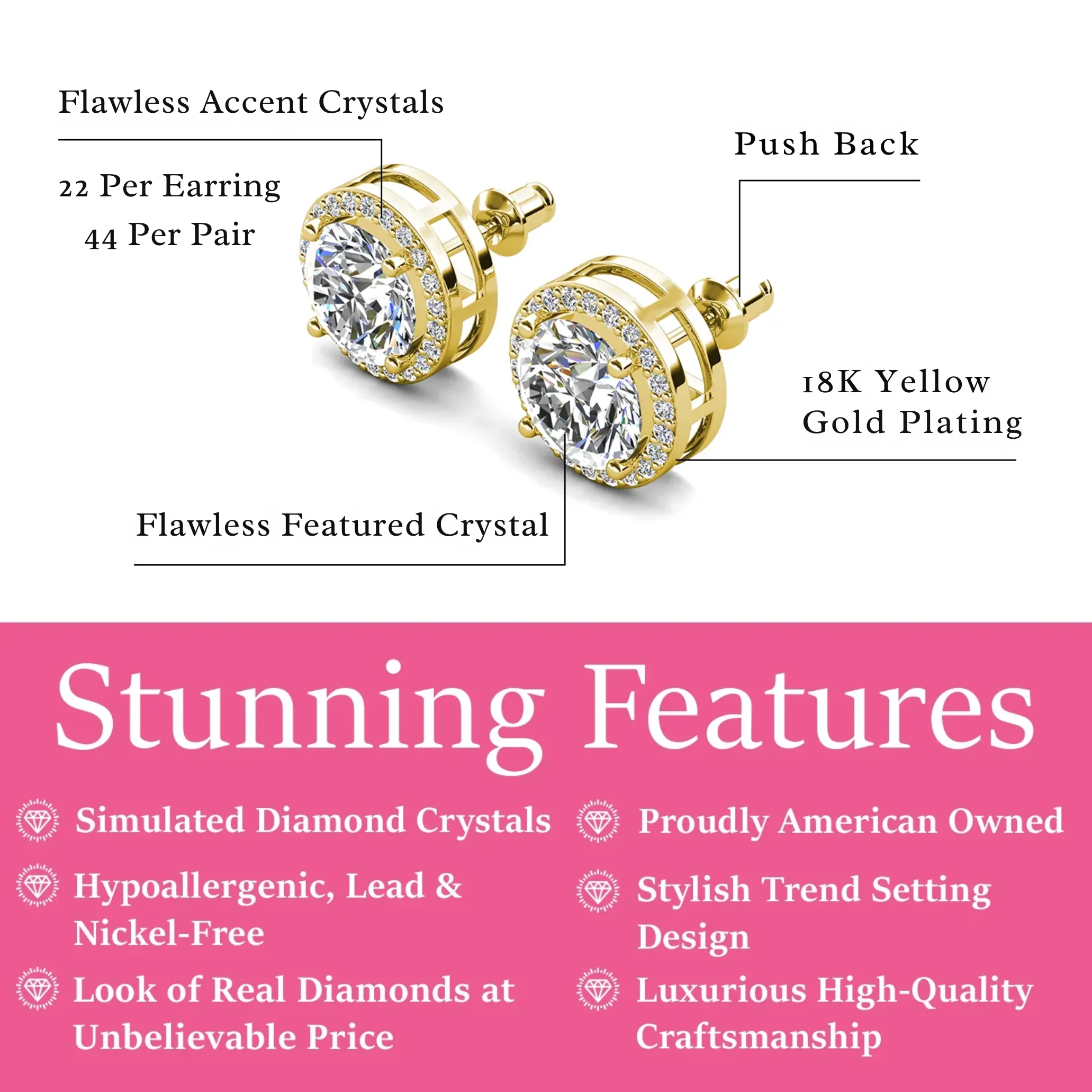 Ariel 18k White Gold Plated Halo Stud Earrings with Simulated Diamond Crystals - Image 12