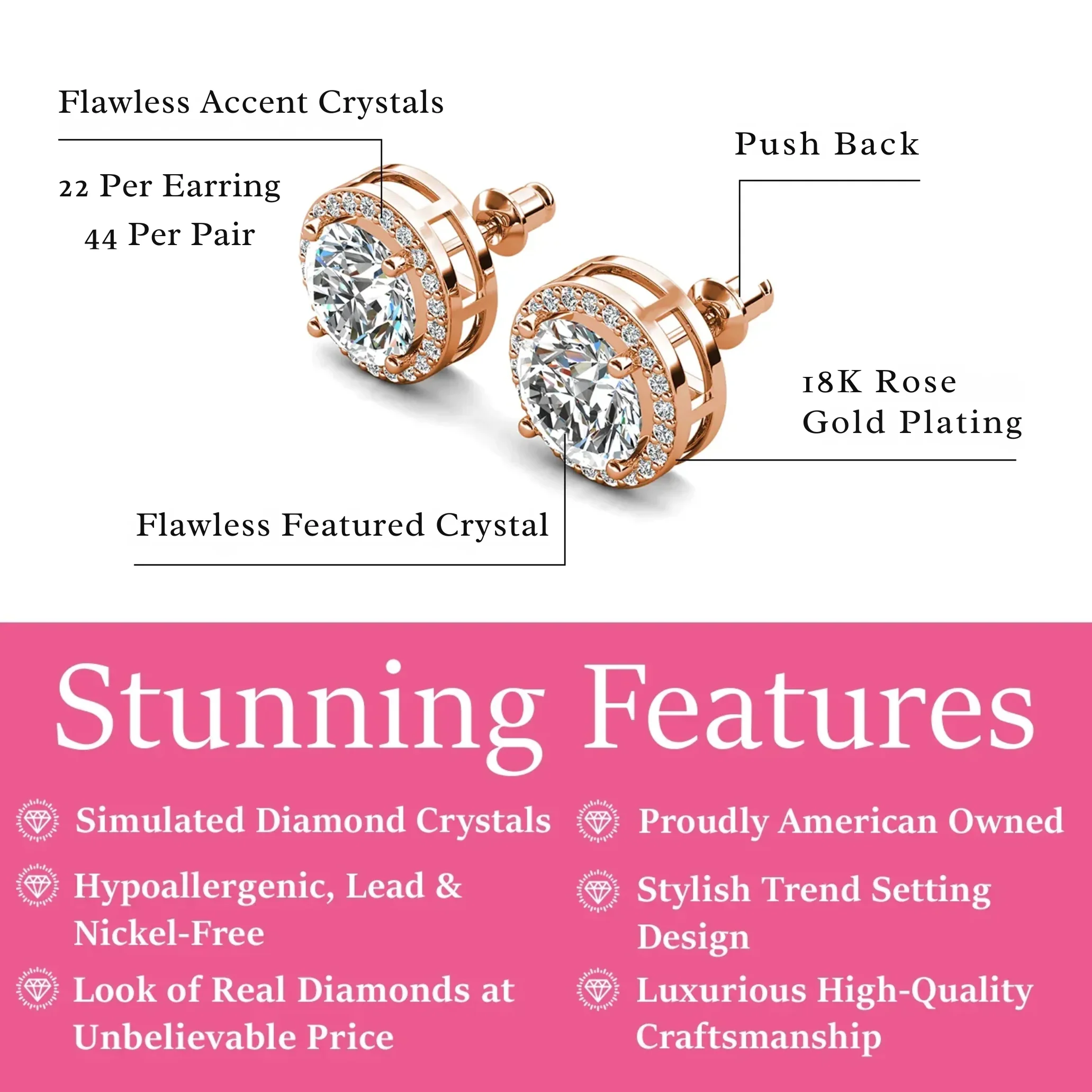 Ariel 18k White Gold Plated Halo Stud Earrings with Simulated Diamond Crystals - Image 17