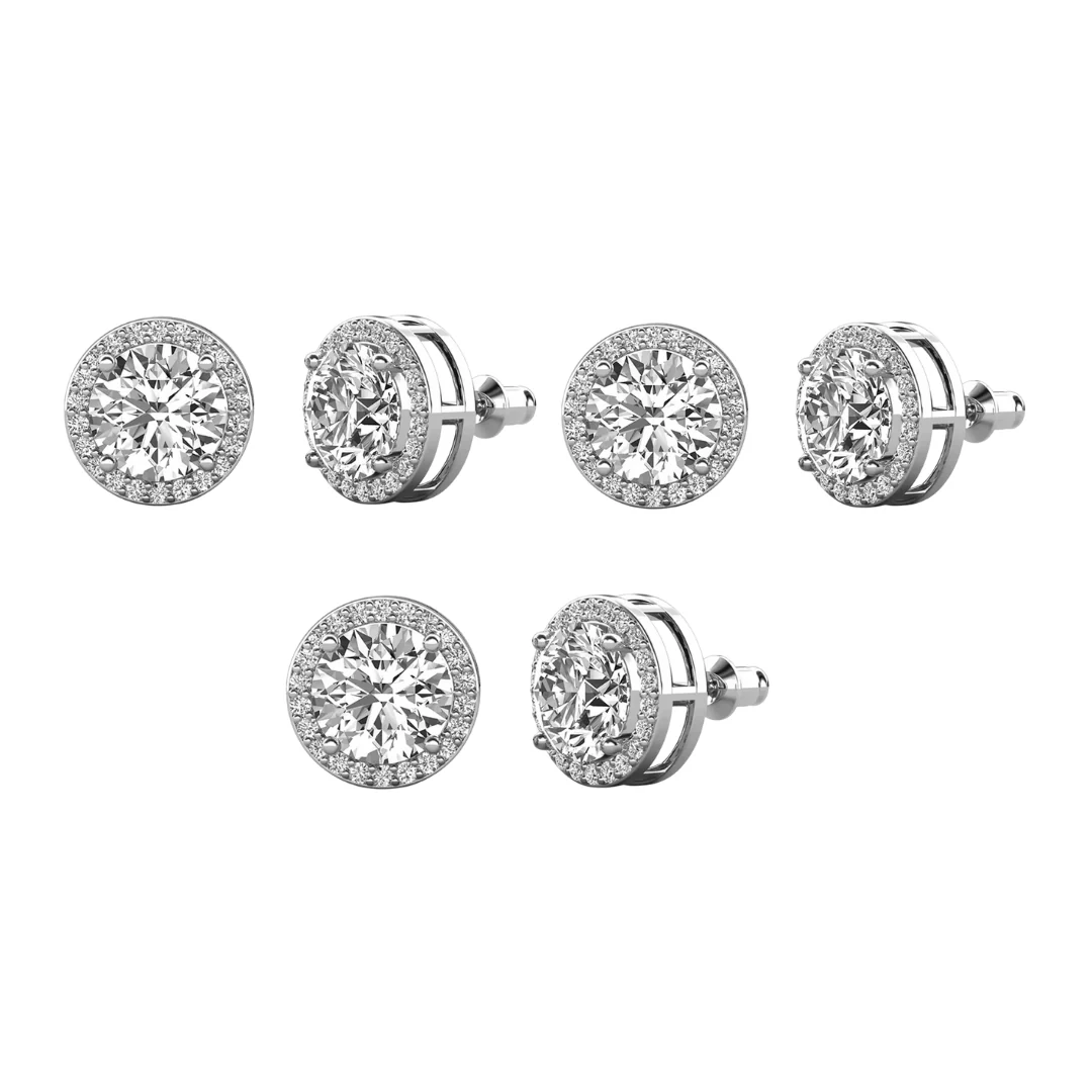 Ariel 18k White Gold Plated Halo Stud Earrings with Simulated Diamond Crystals - Image 21