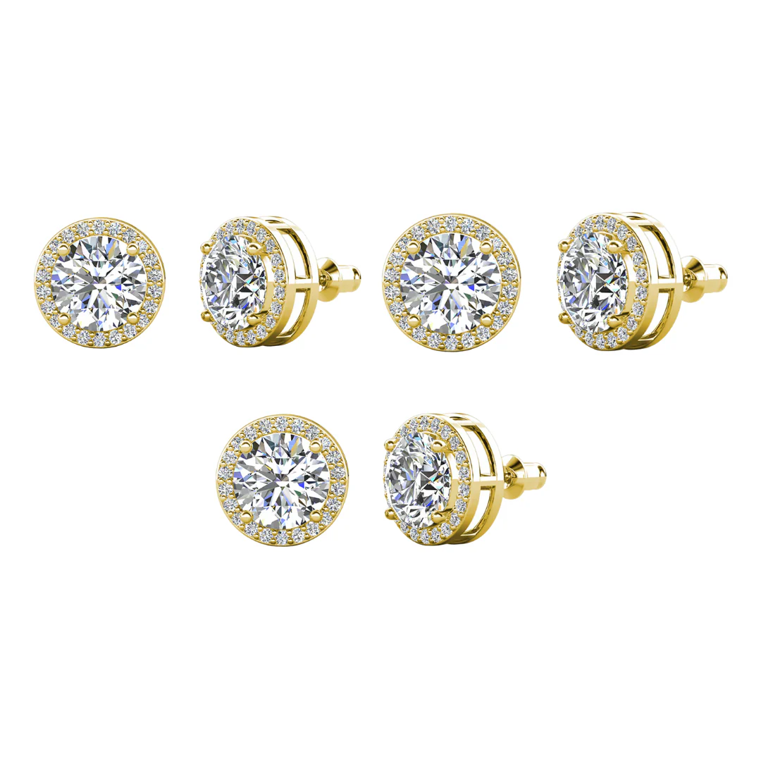 Ariel 18k White Gold Plated Halo Stud Earrings with Simulated Diamond Crystals - Image 22