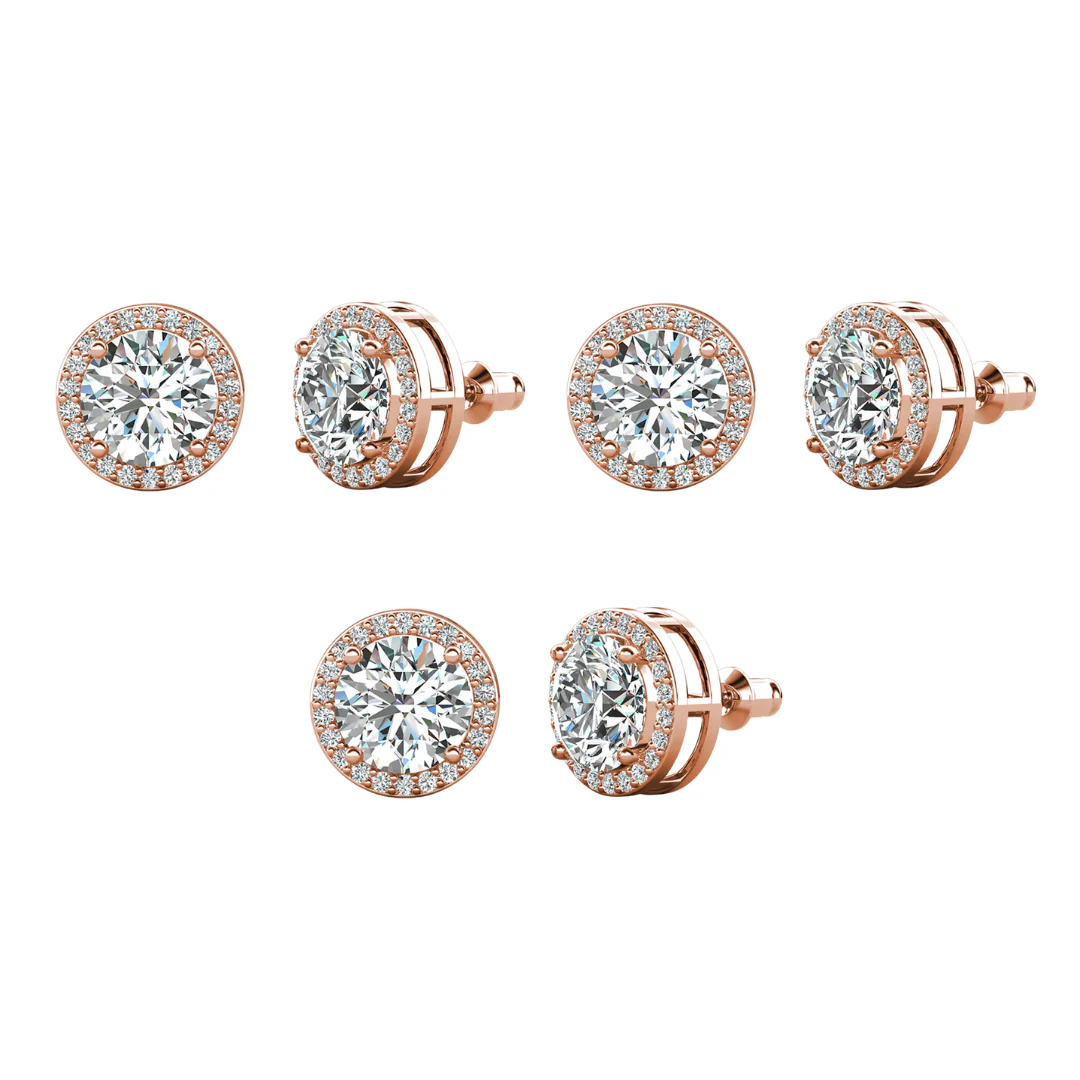 Ariel 18k White Gold Plated Halo Stud Earrings with Simulated Diamond Crystals - Image 23