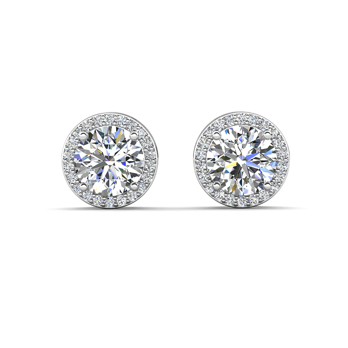 Ariel 18k White Gold Plated Halo Stud Earrings with Simulated Diamond Crystals - Image 8