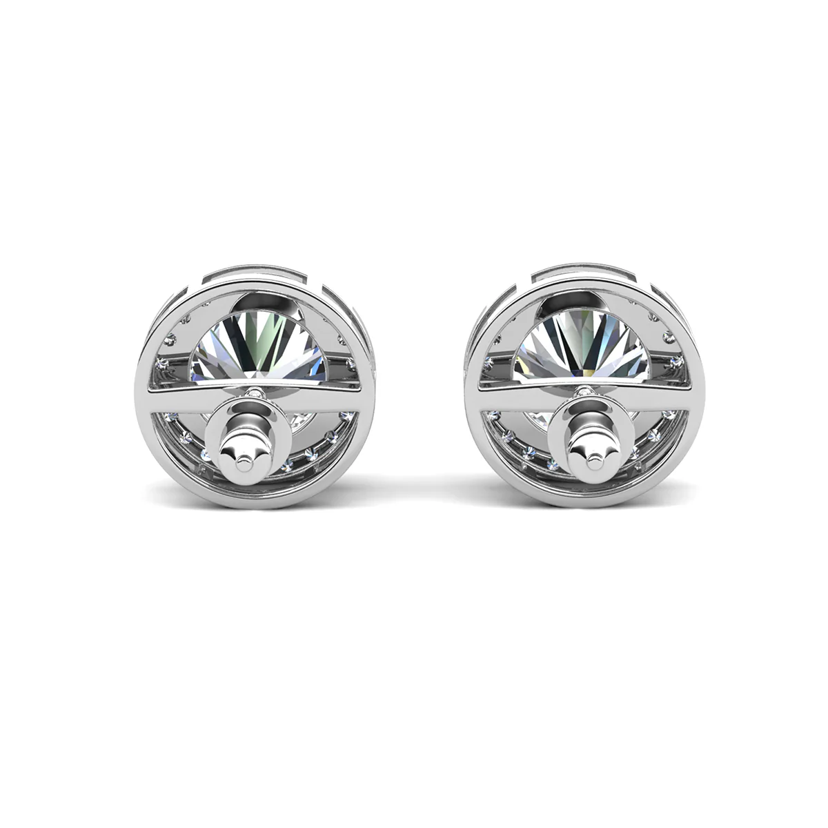 Ariel 18k White Gold Plated Halo Stud Earrings with Simulated Diamond Crystals - Image 9