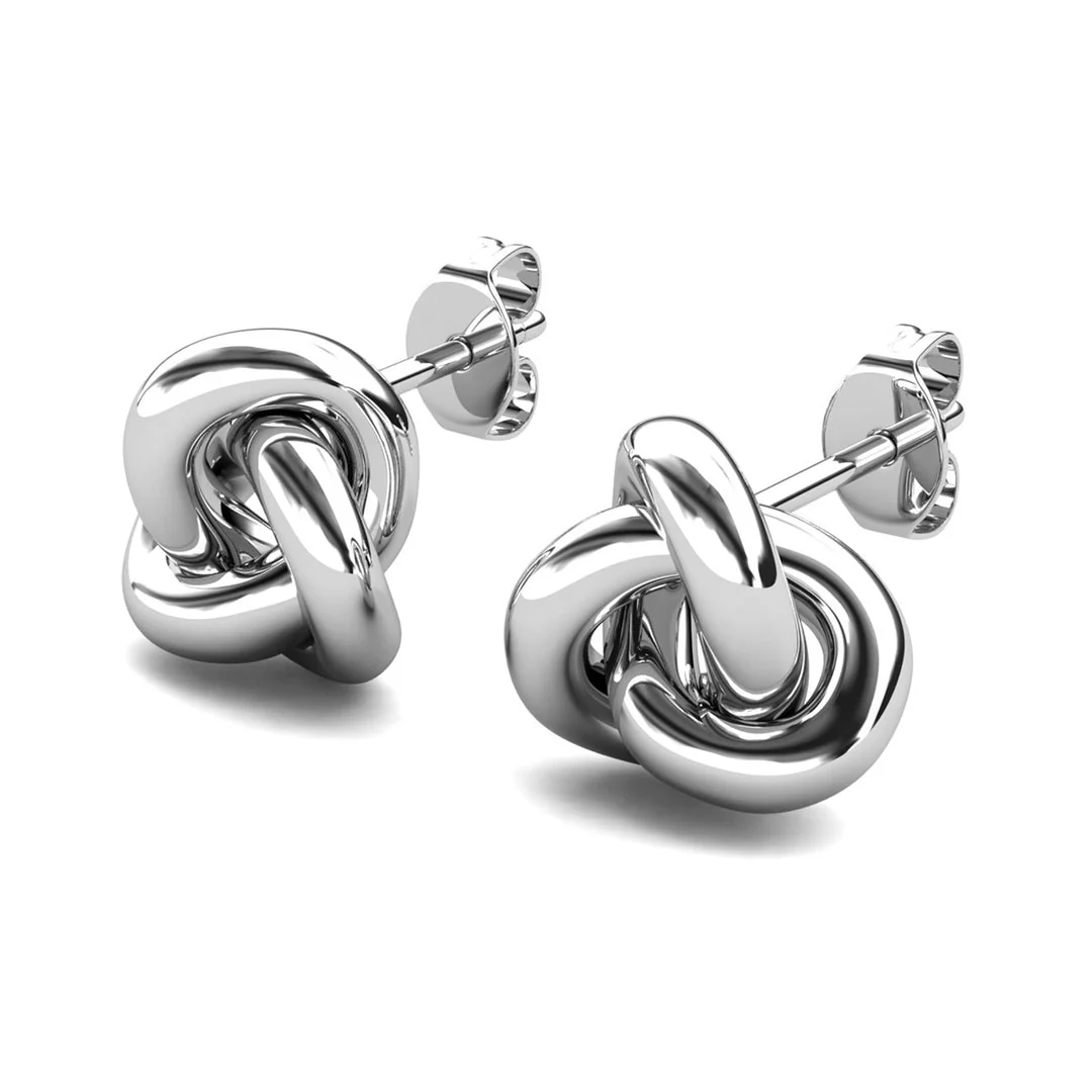 Ashley 18k White Gold Plated Knot Earrings and Necklace Jewelry Set - Image 10