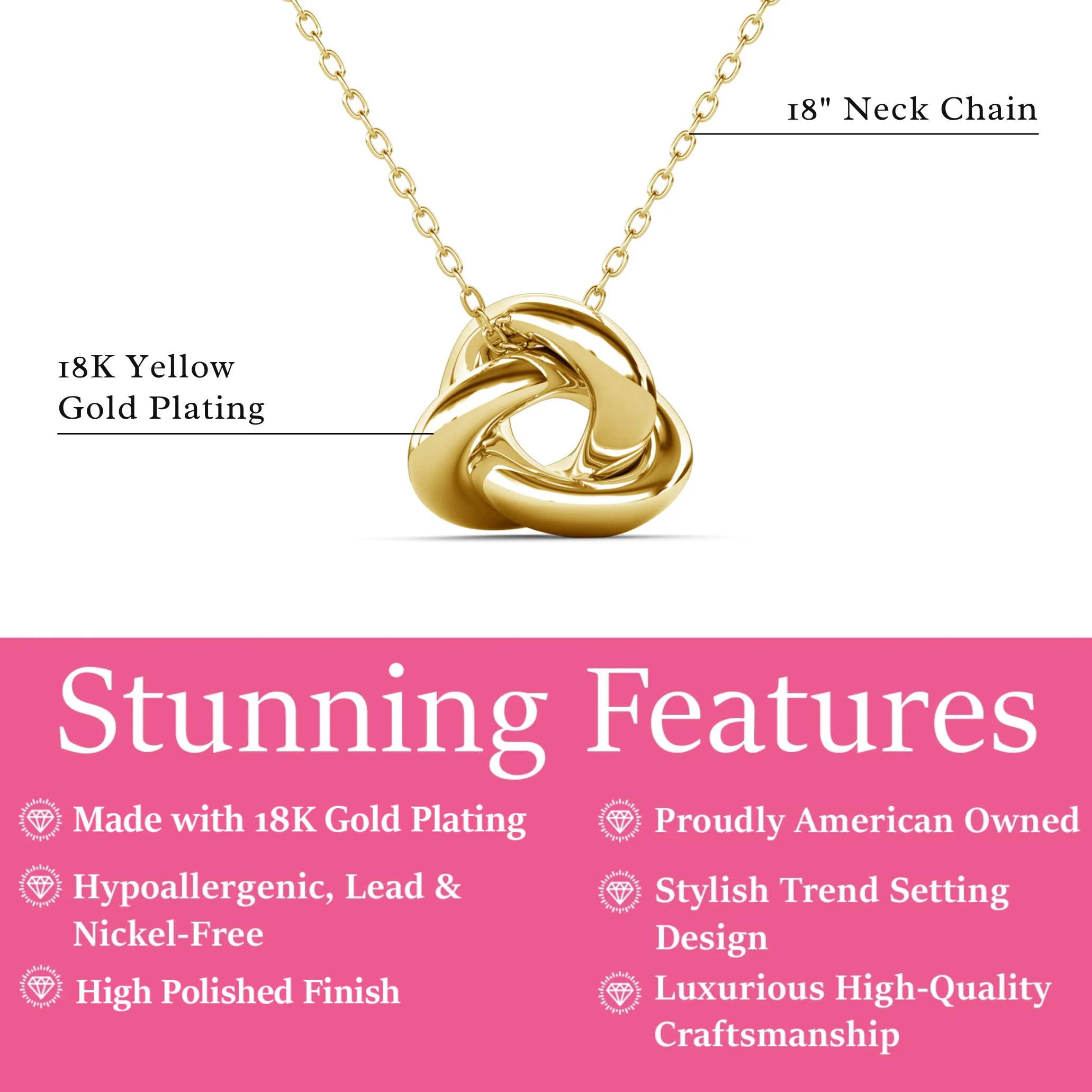 Ashley 18k White Gold Plated Knot Pendant Necklace - Image 10