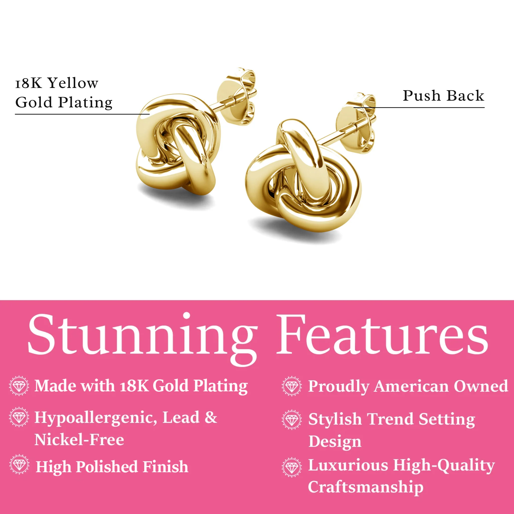 Ashley 18k White Gold Plated Knot Stud Earrings - Image 11