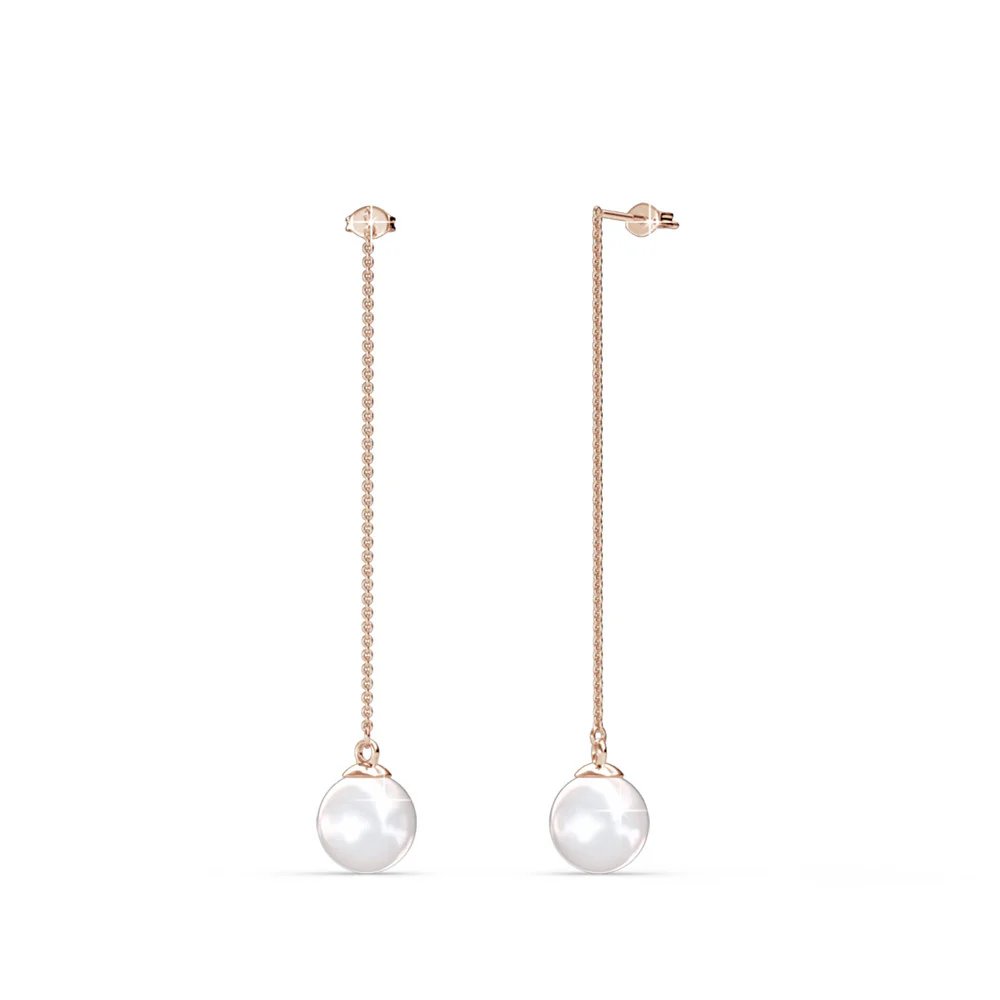 Aspen 18k White Gold Plated Dangle Earrings with Shell Pearls - Image 10