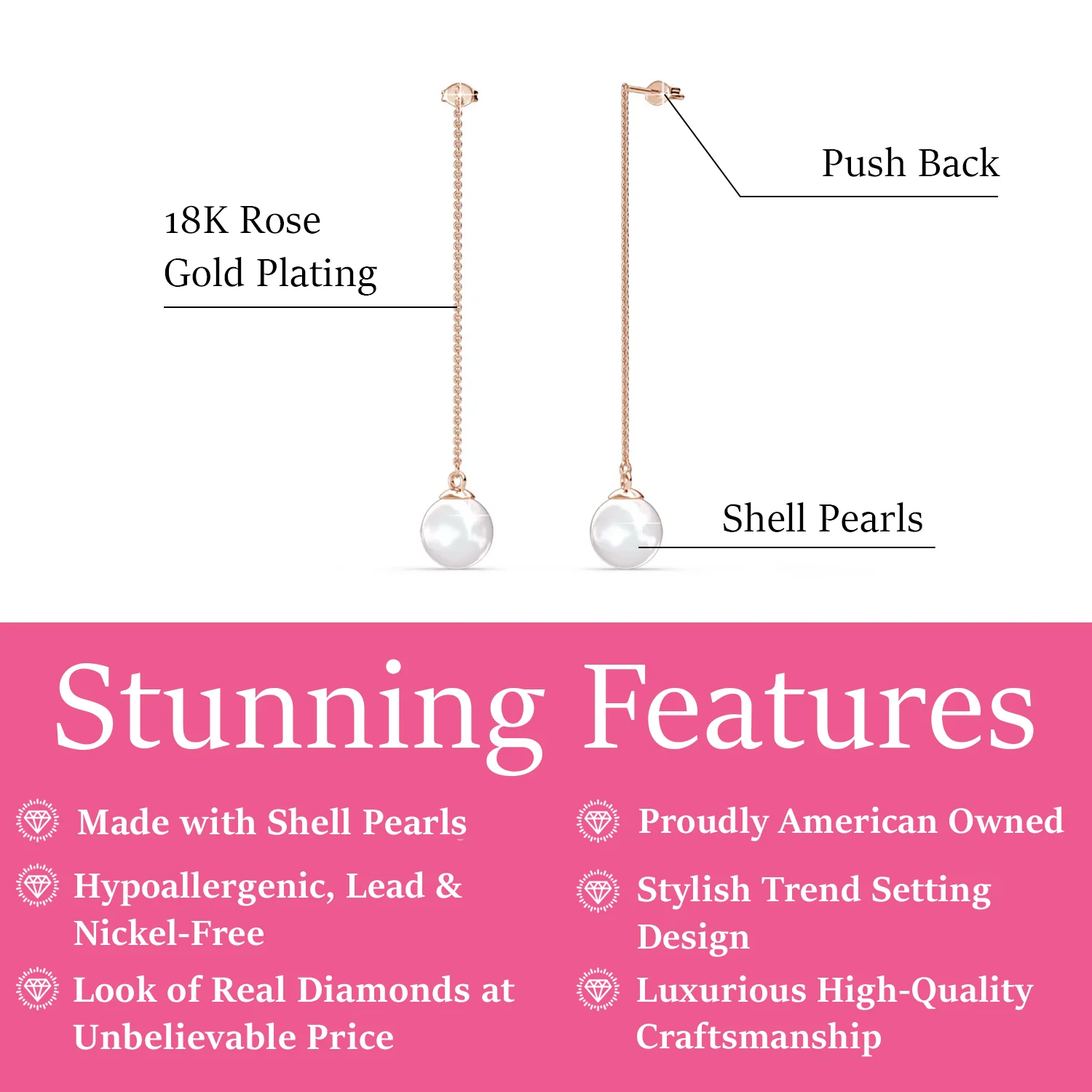 Aspen 18k White Gold Plated Dangle Earrings with Shell Pearls - Image 11