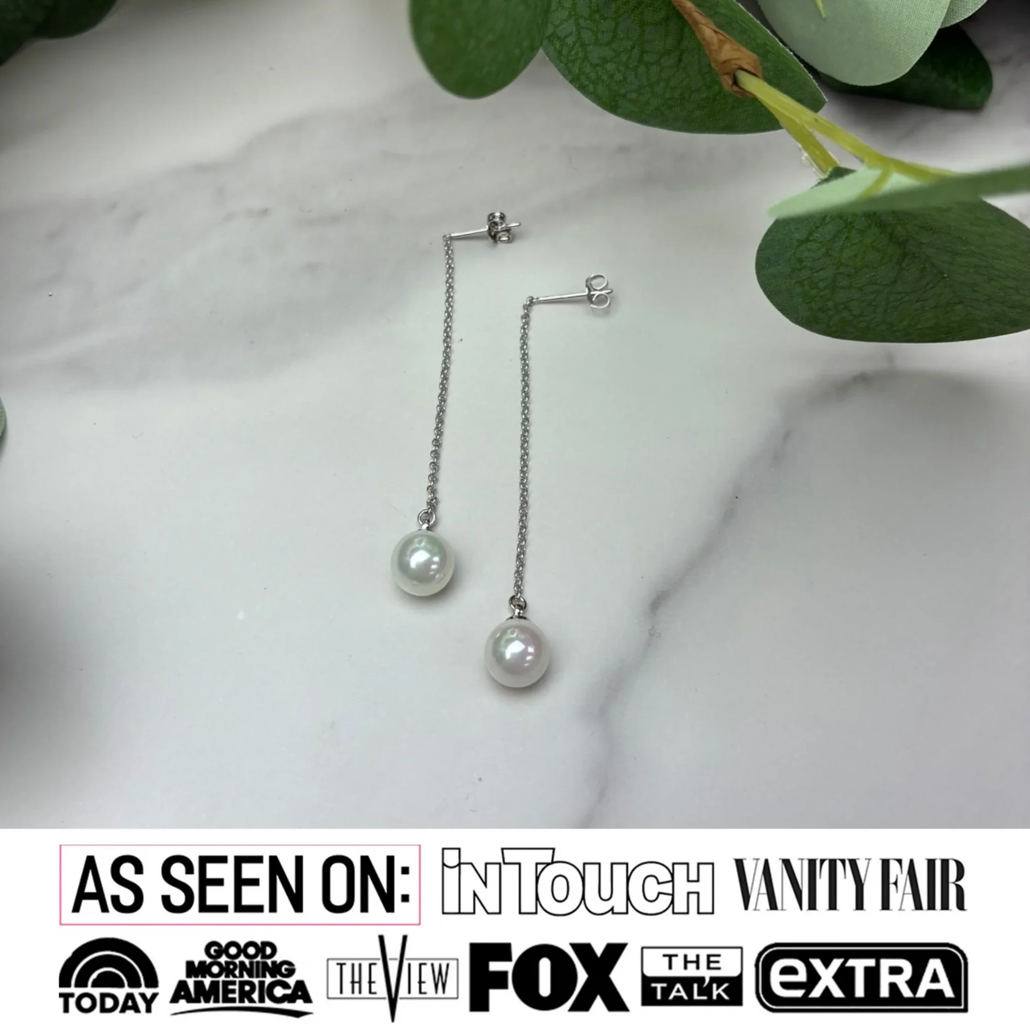 Aspen 18k White Gold Plated Dangle Earrings with Shell Pearls - Image 2