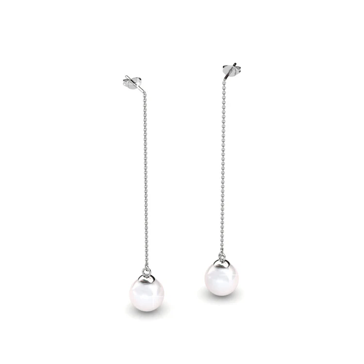 Aspen 18k White Gold Plated Dangle Earrings with Shell Pearls - Image 6
