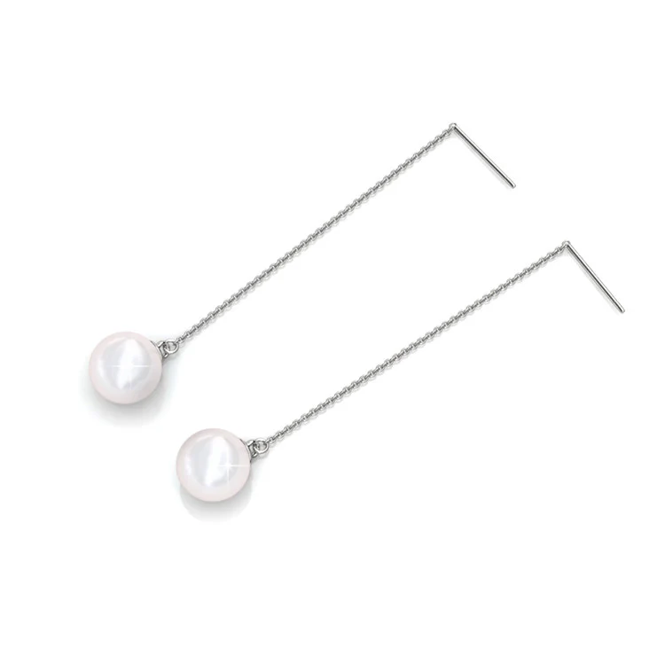 Aspen 18k White Gold Plated Dangle Earrings with Shell Pearls - Image 7