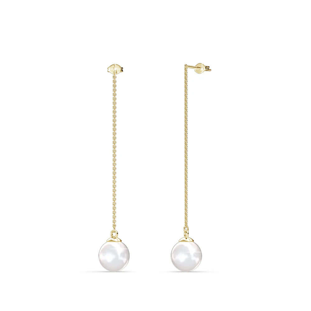 Aspen 18k White Gold Plated Dangle Earrings with Shell Pearls - Image 8