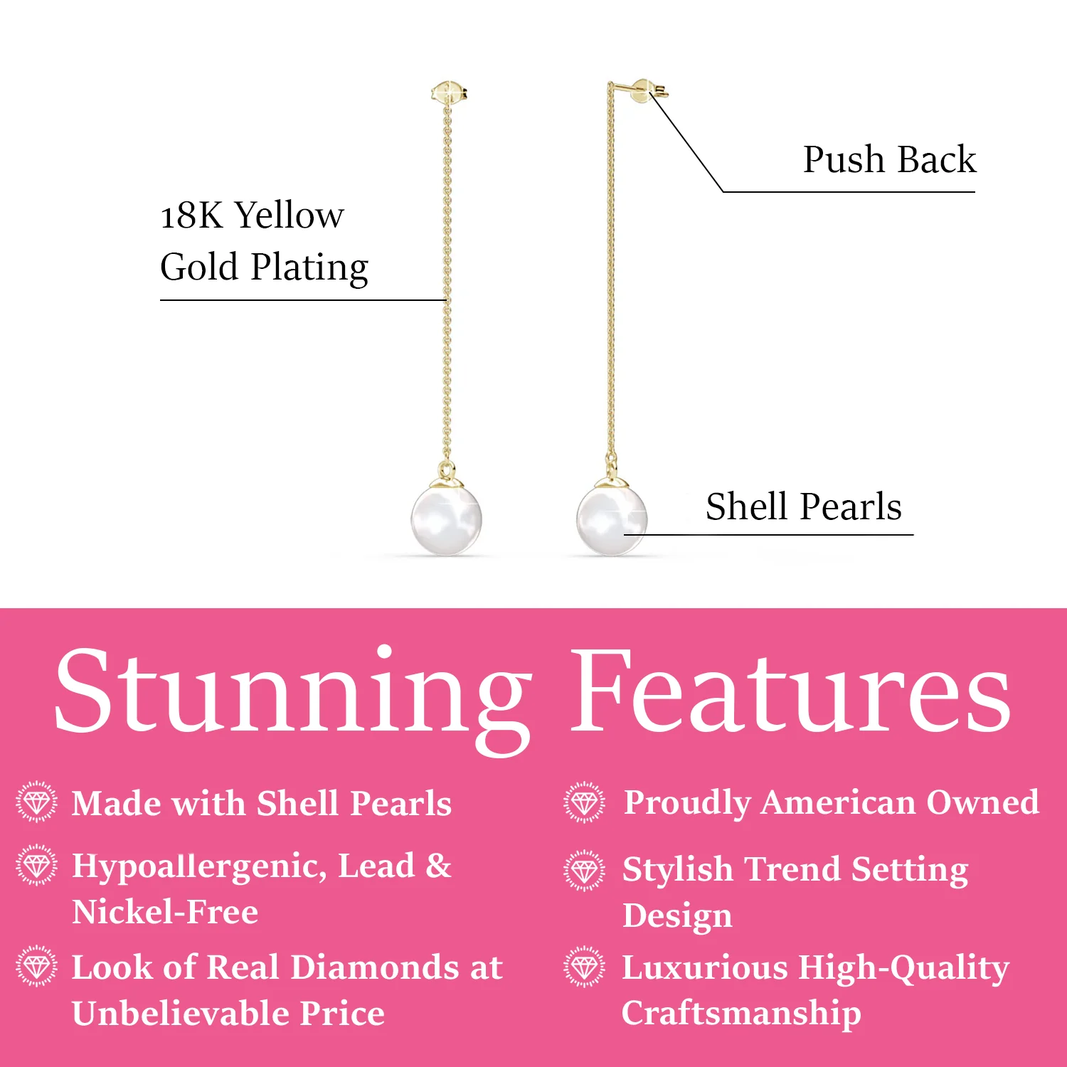 Aspen 18k White Gold Plated Dangle Earrings with Shell Pearls - Image 9