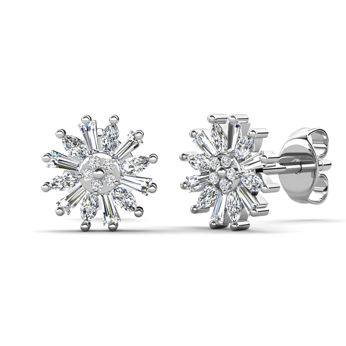 Astara 18k White Gold Plated Stud Earrings with Simulated Diamond Crystals