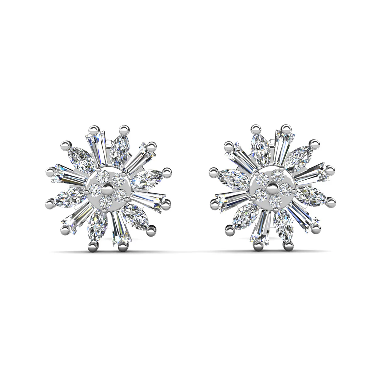 Astara 18k White Gold Plated Stud Earrings with Simulated Diamond Crystals - Image 6