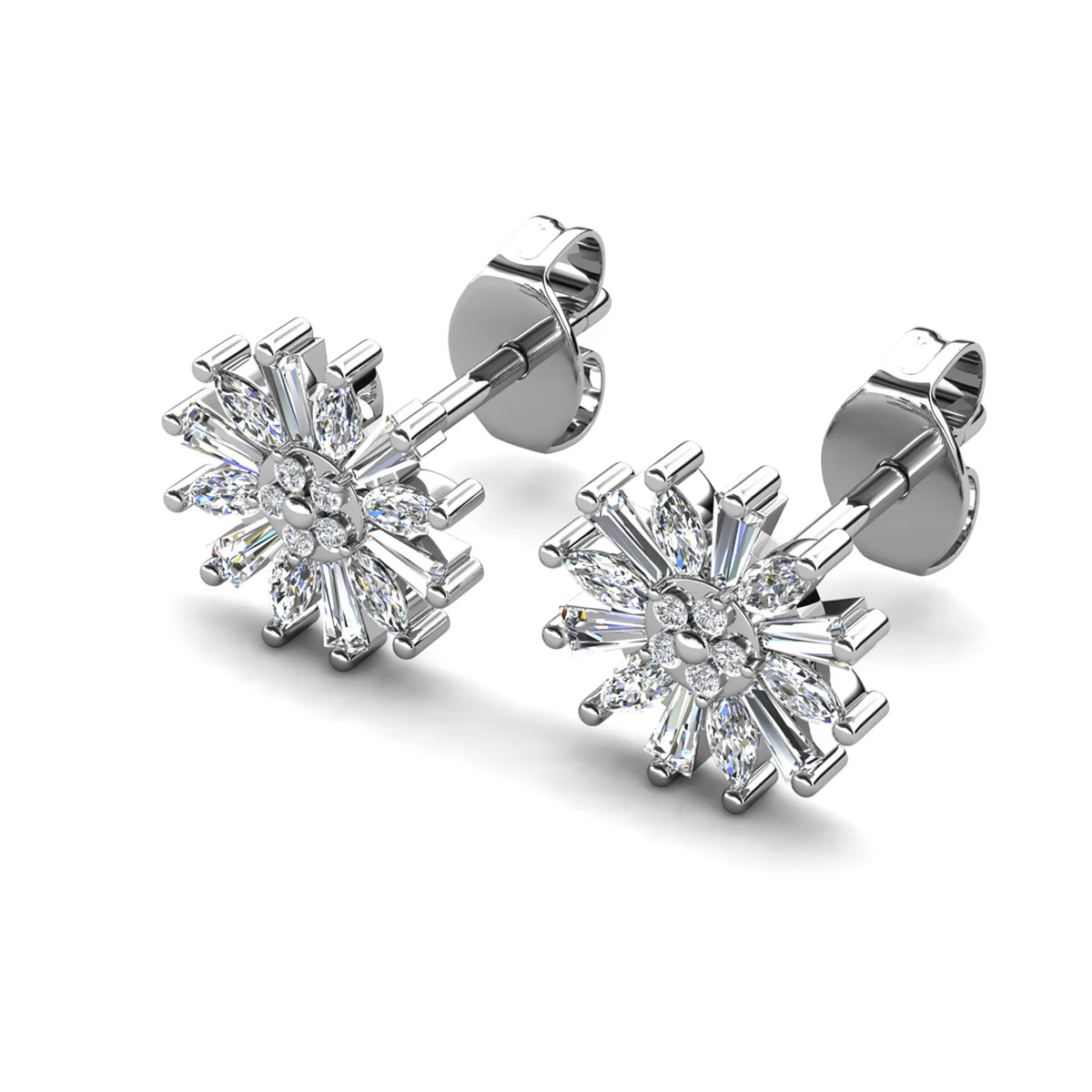 Astara 18k White Gold Plated Stud Earrings with Simulated Diamond Crystals - Image 7