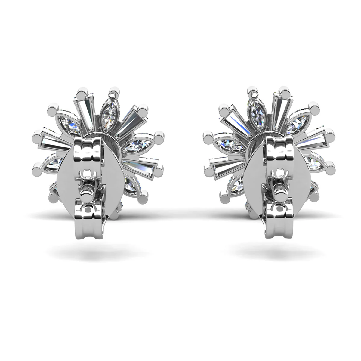 Astara 18k White Gold Plated Stud Earrings with Simulated Diamond Crystals - Image 8
