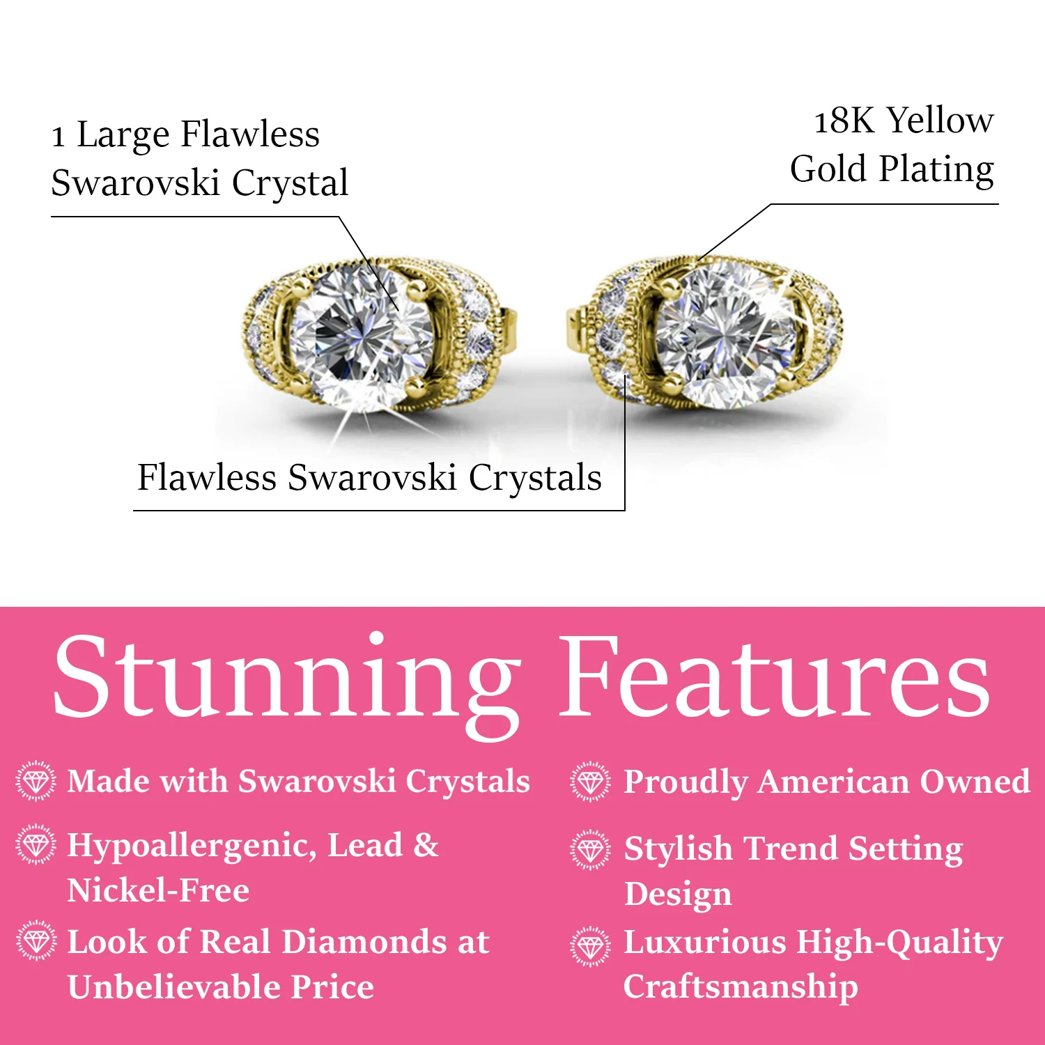 Astrid 18k White Gold Plated Stud Earrings with Swarovski Crystal — Final Sale - Image 10