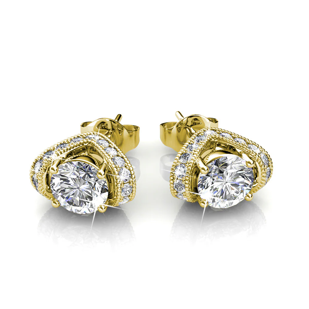 Astrid 18k White Gold Plated Stud Earrings with Swarovski Crystal — Final Sale - Image 11