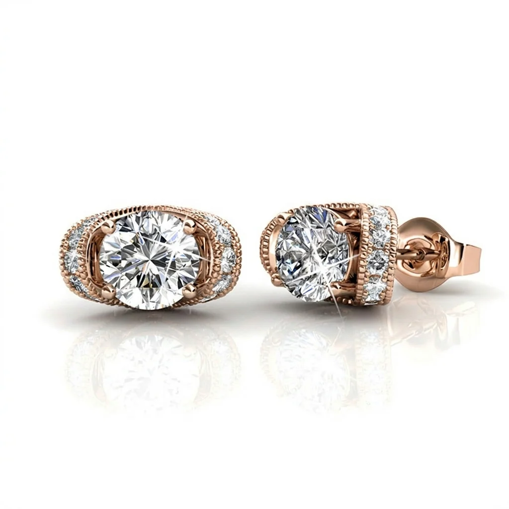 Astrid 18k White Gold Plated Stud Earrings with Swarovski Crystal — Final Sale - Image 13