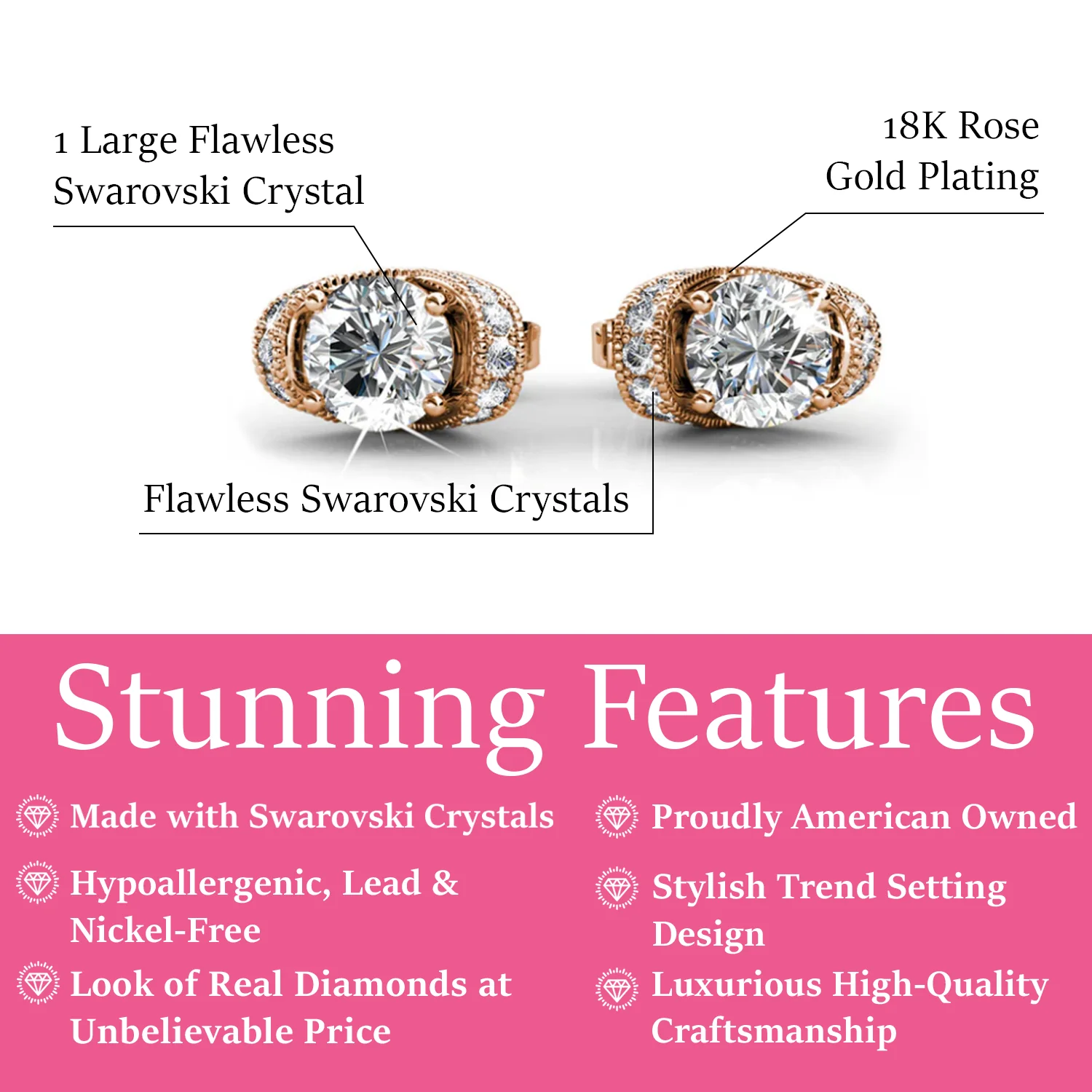Astrid 18k White Gold Plated Stud Earrings with Swarovski Crystal — Final Sale - Image 14